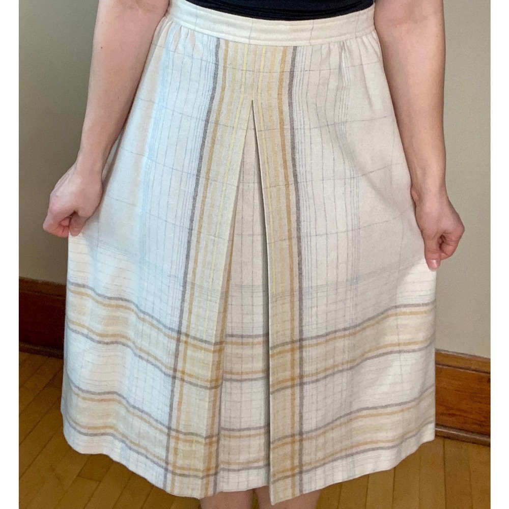 VINTAGE JBJ Wool Rainbow Retro 70s Pleated Flowy Circle Skirt